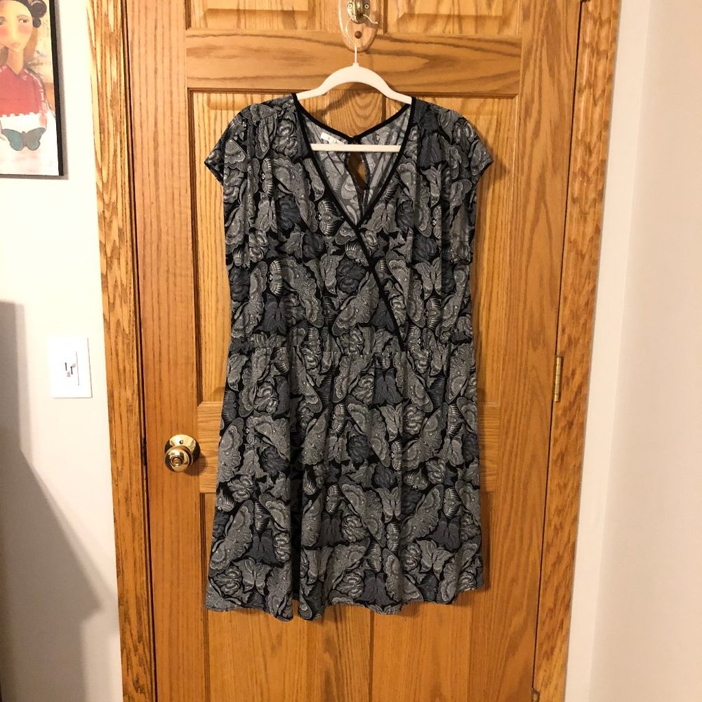 Butterfly Print Cross Front Plus Size Dress